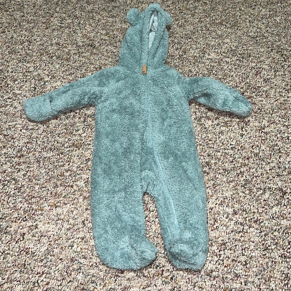 Boys, girls, unisex infant snowsuit, Carter's Fuzzy Teal snowsuit 3 Month